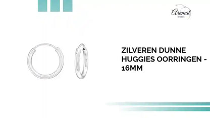 Zilveren Dunne Huggies Oorringen - 16mm by@Outfy