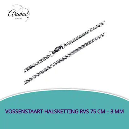 Vossenstaart Halsketting RVS 75 cm &ndash; 3 mm by@Outfy