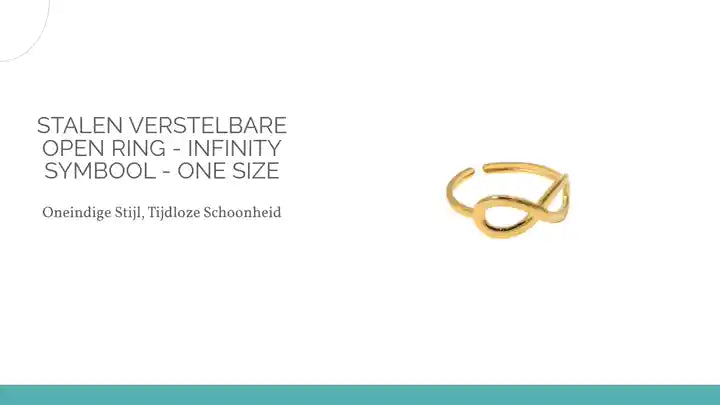 Stalen Verstelbare Open Ring - Infinity Symbool - One Size by@Outfy
