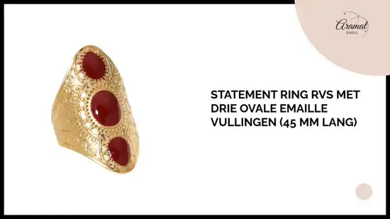 Statement Ring RVS met Drie Ovale Emaille Vullingen (45 mm Lang) by@Outfy