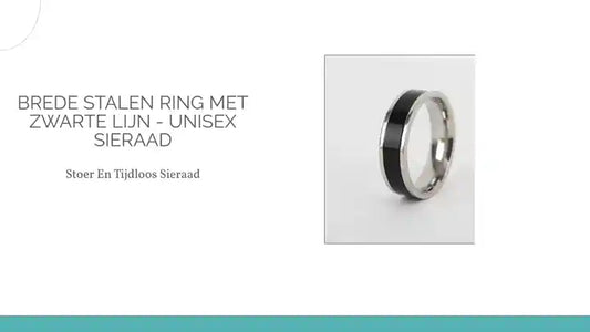 Brede Stalen Ring met Zwarte Lijn - Unisex Sieraad by@Outfy