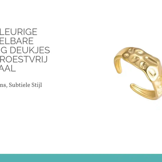 Goudkleurige Verstelbare Damesring Deukjes Motief &ndash; Roestvrij Staal by@Outfy