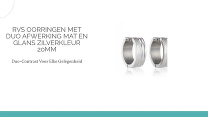 RVS Oorringen met Duo Afwerking Mat en Glans Zilverkleur 20mm by@Outfy