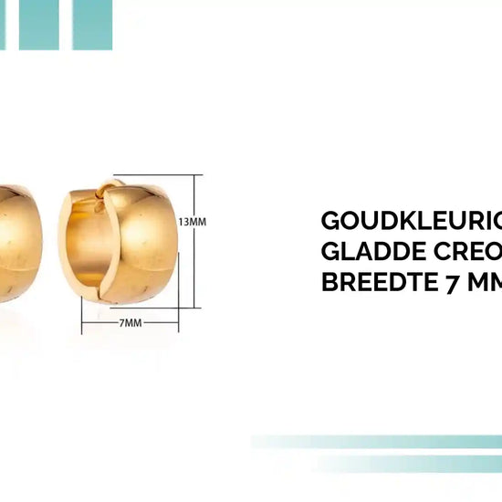 Goudkleurige Stalen Gladde Creolen &ndash; 13 mm Breedte 7 mm Uniseks by@Outfy