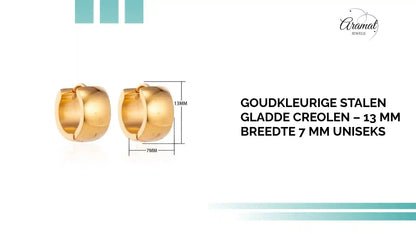 Goudkleurige Stalen Gladde Creolen &ndash; 13 mm Breedte 7 mm Uniseks by@Outfy
