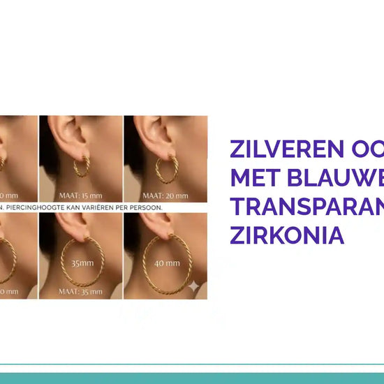Zilveren Oorringetjes met Blauwe en Transparante Zirkonia by@Outfy