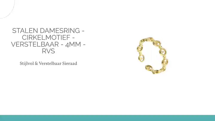 Stalen Damesring - Cirkelmotief - Verstelbaar - 4mm - RVS by@Outfy