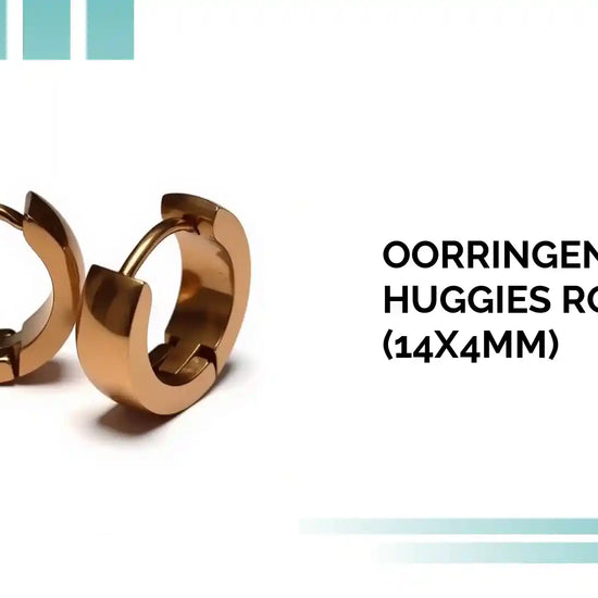 Oorringen &ndash; Staal Huggies Ros&eacute;kleurig (14x4mm) by@Outfy
