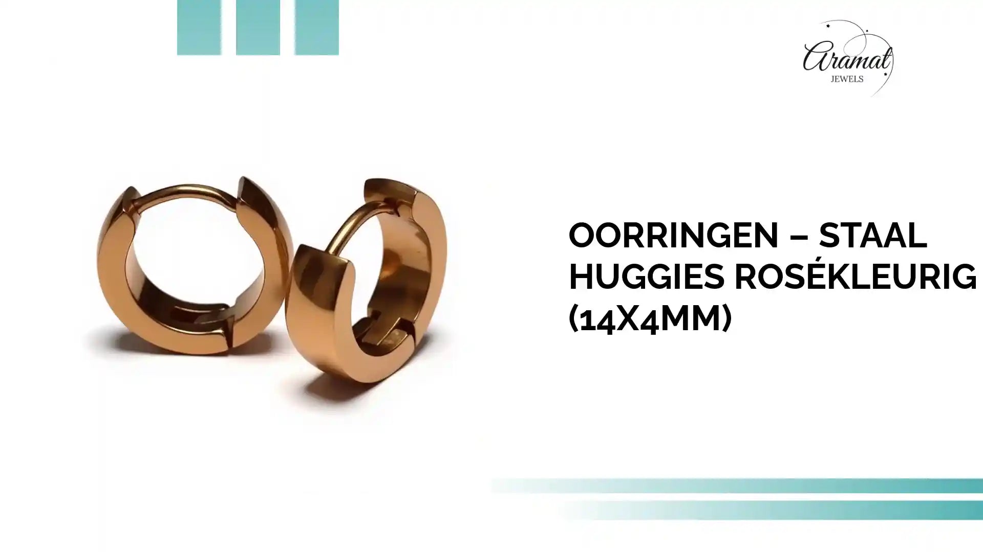 Oorringen &ndash; Staal Huggies Ros&eacute;kleurig (14x4mm) by@Outfy