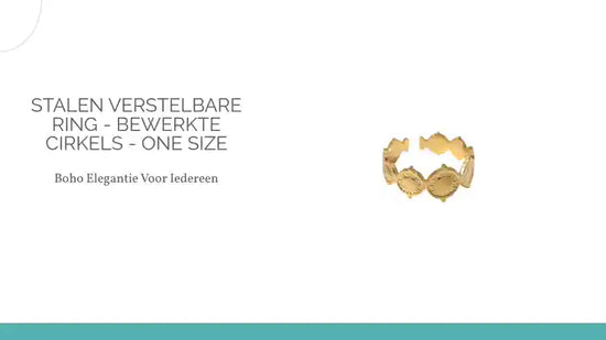 Stalen Verstelbare Ring - Bewerkte Cirkels - One Size by@Outfy