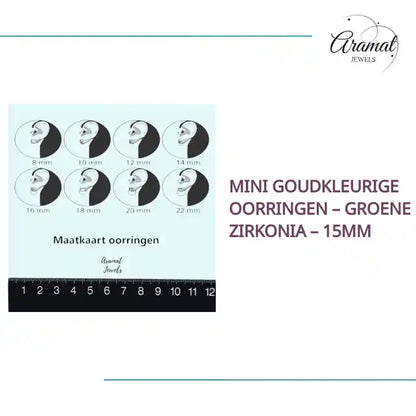 Mini Goudkleurige Oorringen &ndash; Groene Zirkonia &ndash; 15mm by@Outfy
