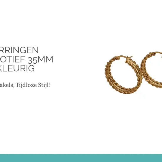 RVS oorringen schakelmotief 35mm goudkleurig by@Outfy