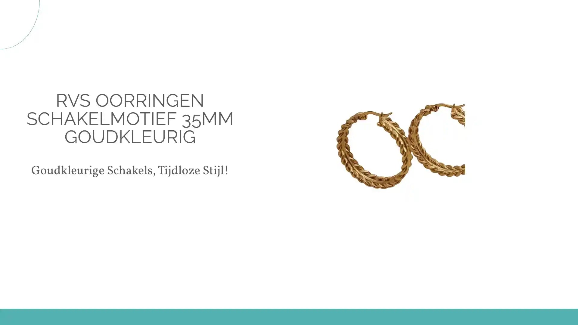 RVS oorringen schakelmotief 35mm goudkleurig by@Outfy