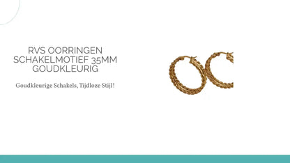RVS oorringen schakelmotief 35mm goudkleurig by@Outfy