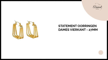 Statement oorringen dames vierkant - 27mm by@Outfy