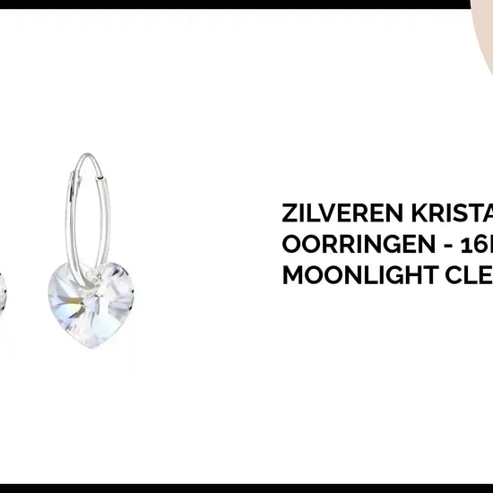 Zilveren Kristalhart Oorringen - 16mm - Moonlight Clear by@Outfy