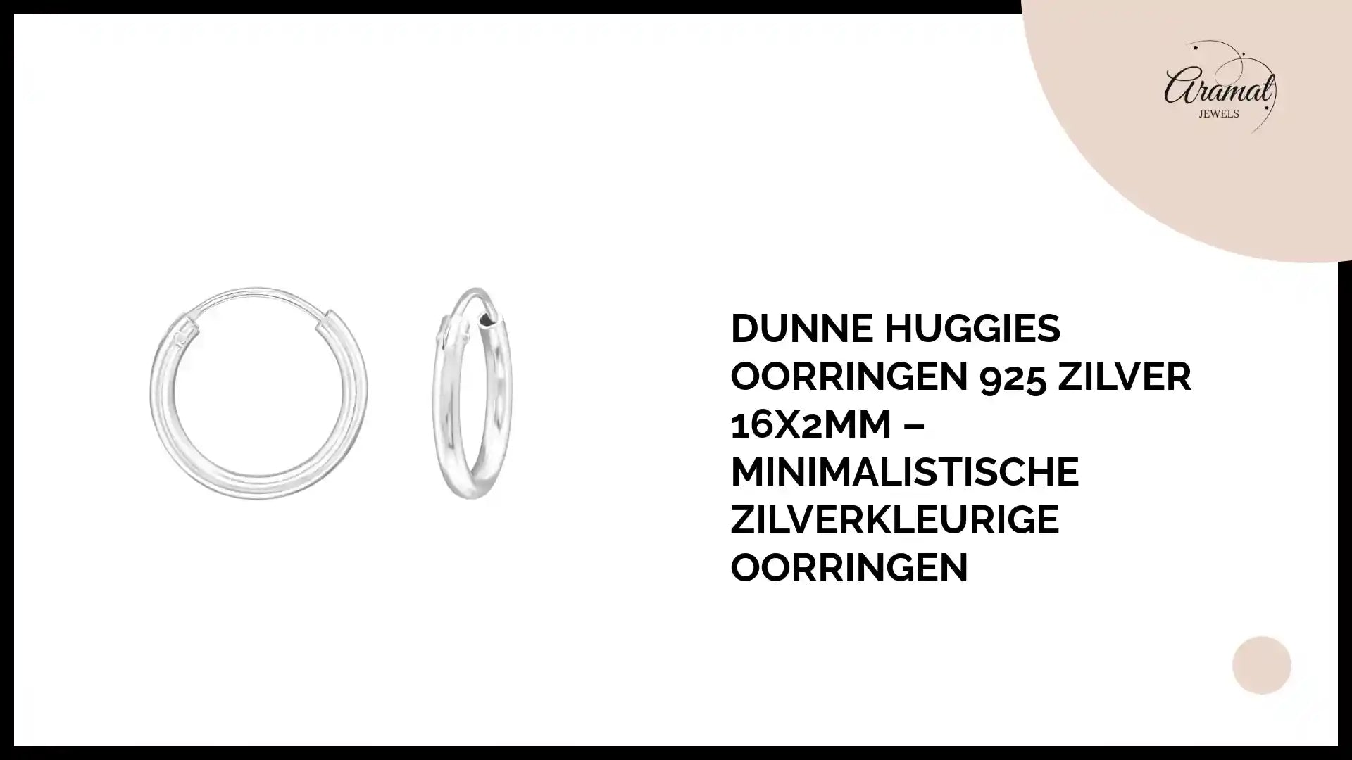Dunne Huggies Oorringen 925 Zilver 16x2mm &ndash; Minimalistische Zilverkleurige Oorringen by@Outfy