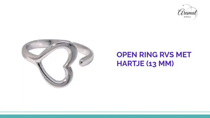 Open Ring RVS met Hartje (13 mm) by@Outfy