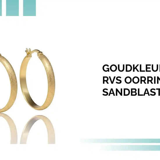 Goudkleurige Matte RVS Oorringen Sandblasted - 30 mm by@Outfy