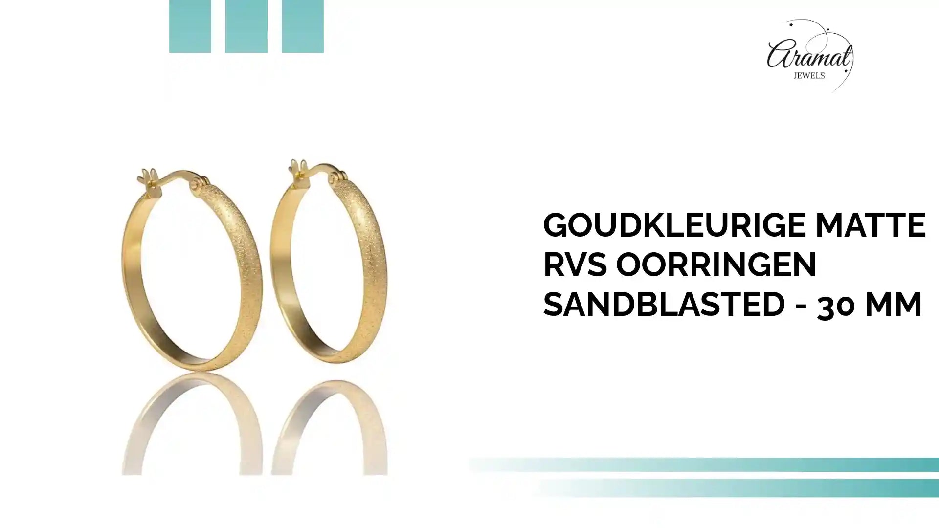Goudkleurige Matte RVS Oorringen Sandblasted - 30 mm by@Outfy