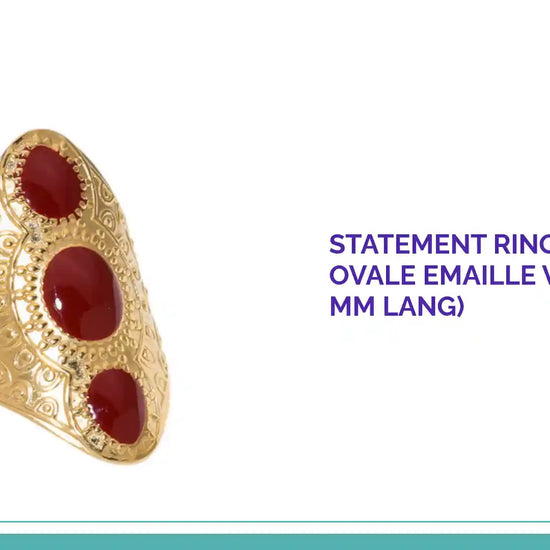 Statement Ring RVS met Drie Ovale Emaille Vullingen (45 mm Lang) by@Outfy