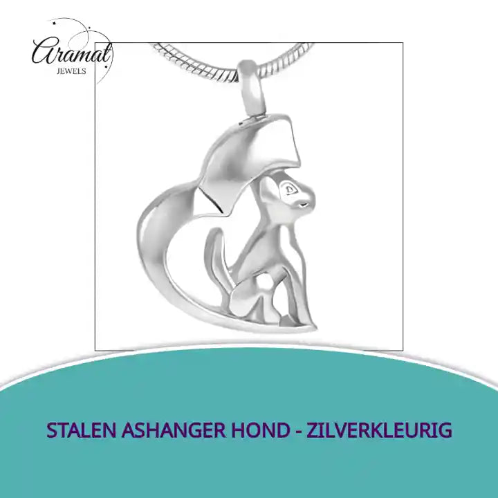 Stalen Ashanger Hond - Zilverkleurig by@Outfy
