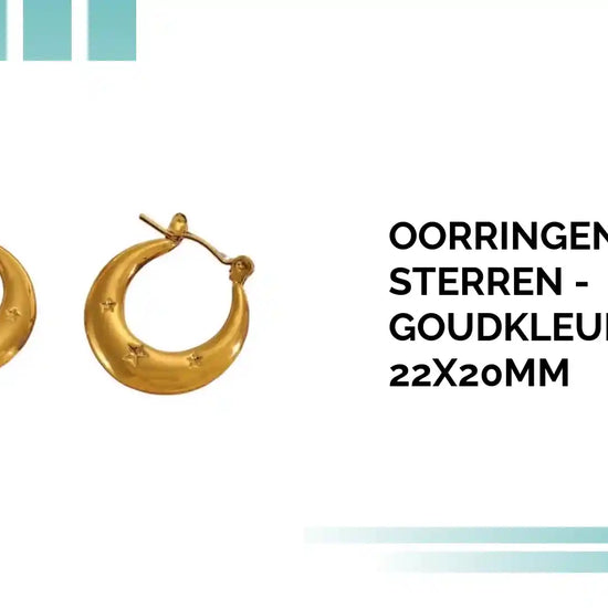 Oorringen met sterren -goudkleurig-rvs-22x20mm by@Outfy