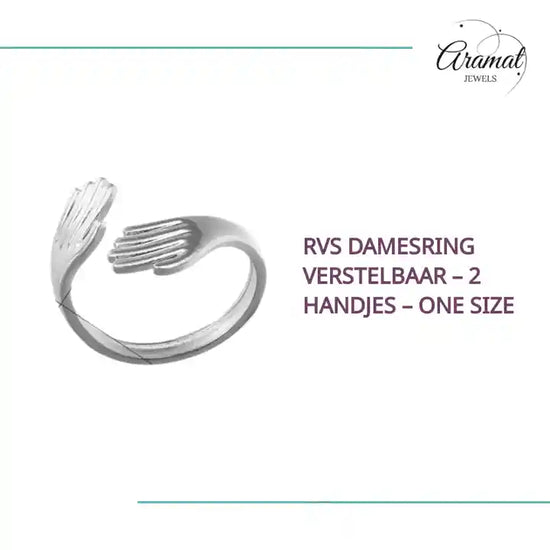 RVS Damesring Verstelbaar &ndash; 2 Handjes &ndash; One Size by@Outfy