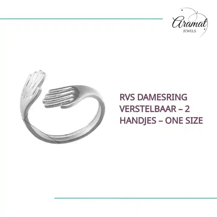 RVS Damesring Verstelbaar &ndash; 2 Handjes &ndash; One Size by@Outfy