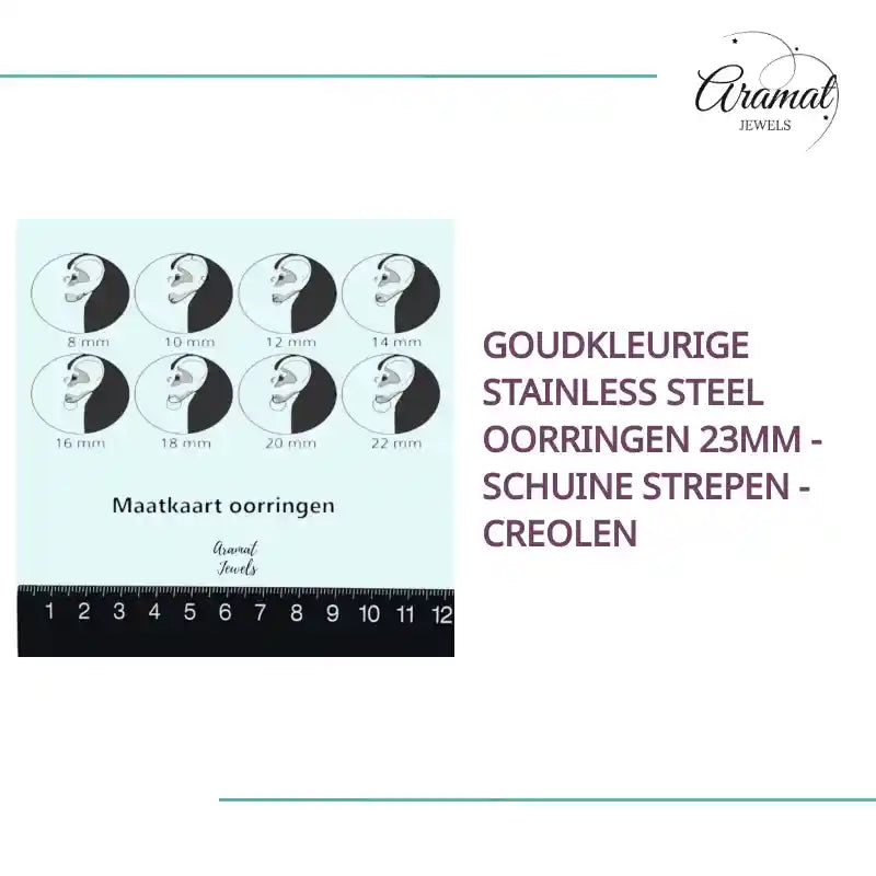 Goudkleurige Stainless Steel Oorringen 23mm - Schuine Strepen - Creolen by@Outfy