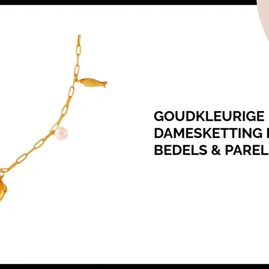 Goudkleurige damesketting met zee-bedels &amp; parel &ndash; 45 cm by@Outfy