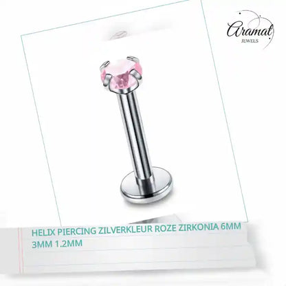 Helix Piercing Zilverkleur Roze Zirkonia 6mm 3mm 1.2mm by@Outfy