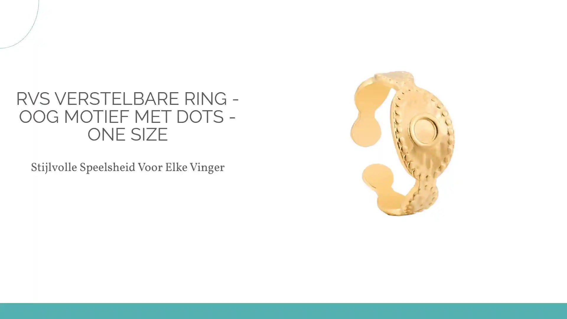 RVS Verstelbare Ring - Oog Motief met Dots - One Size by@Outfy