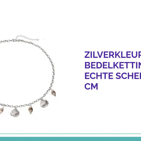 Zilverkleurige bedelketting met echte schelpen &ndash; 40+5 cm by@Outfy