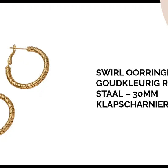 Swirl Oorringen Goudkleurig Roestvrij Staal &ndash; 30mm Klapscharnier Dames by@Outfy