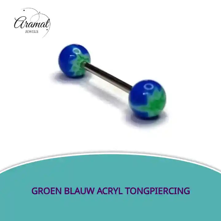 Groen Blauw acryl Tongpiercing by@Outfy