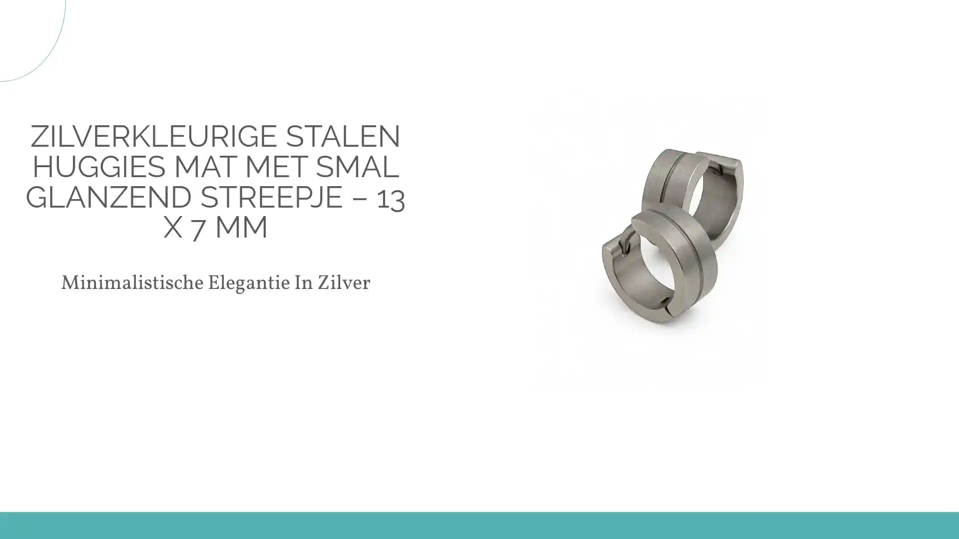 Zilverkleurige Stalen Huggies Mat met Smal Glanzend Streepje &ndash; 13 x 7 mm by@Outfy