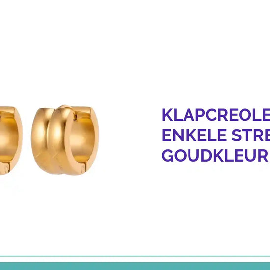 Klapcreolen &ndash; Staal Enkele Streep Goudkleurig (13mm) by@Outfy