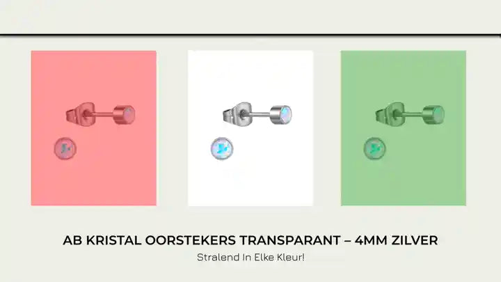 AB kristal oorstekers transparant &ndash; 4mm zilver by@Outfy