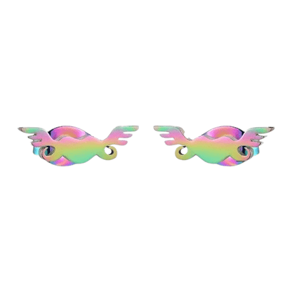 Regenboog hartjes oorstekers met vleugels – 11mm - Aramat Jewels - Oorbellen - cadeautip