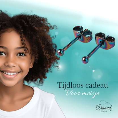 Regenboogkleurige mini oorstuds 2 mm - oor4130 - Oorbellen kopen# - 2mm - alles - bolletjes