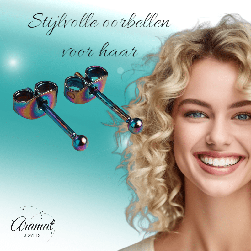 Regenboogkleurige mini oorstuds 2 mm - oor4130 - Oorbellen kopen# - 2mm - alles - bolletjes