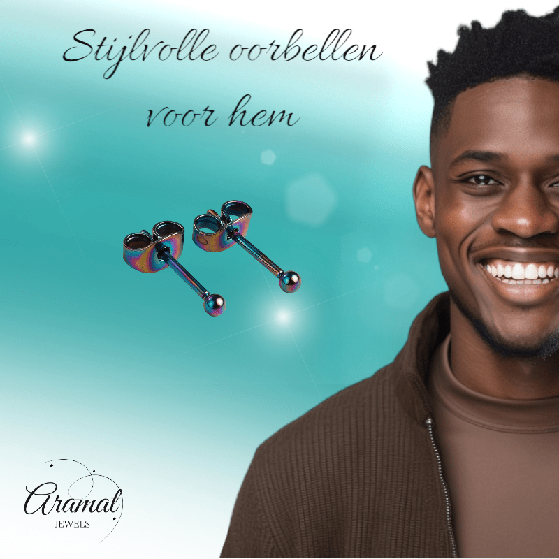 Regenboogkleurige mini oorstuds 2 mm - oor4130 - Oorbellen kopen# - 2mm - alles - bolletjes