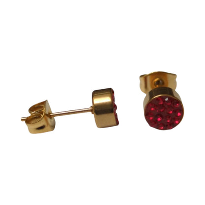 Rode kristallen oorstekers 6 mm – goudkleurig - oor3103 - Oorbellen kopen# - 6mm - alles - cadeau