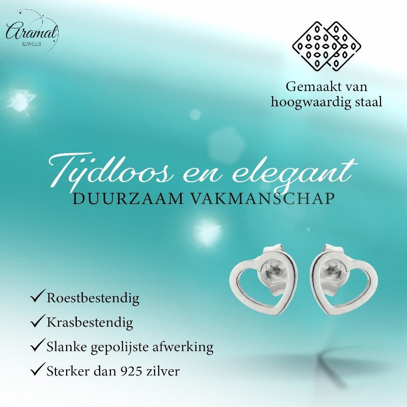 Roestvrij Staal Hart Oorbellen Zilver 6mm Open - Aramat Jewels - Oorbellen - cadeautip