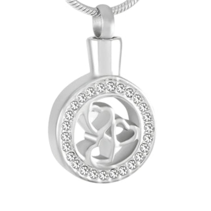 Ronde ashanger met 3 hartjes & kristalrand - Aramat Jewels - Gedenkhangers - cadeautip