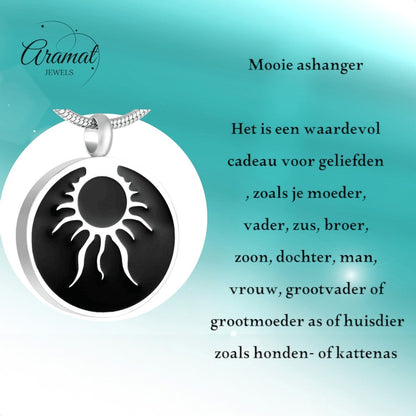 Ronde ashanger tribal design – staal & emaille - Aramat Jewels - Gedenkhangers - cadeautip