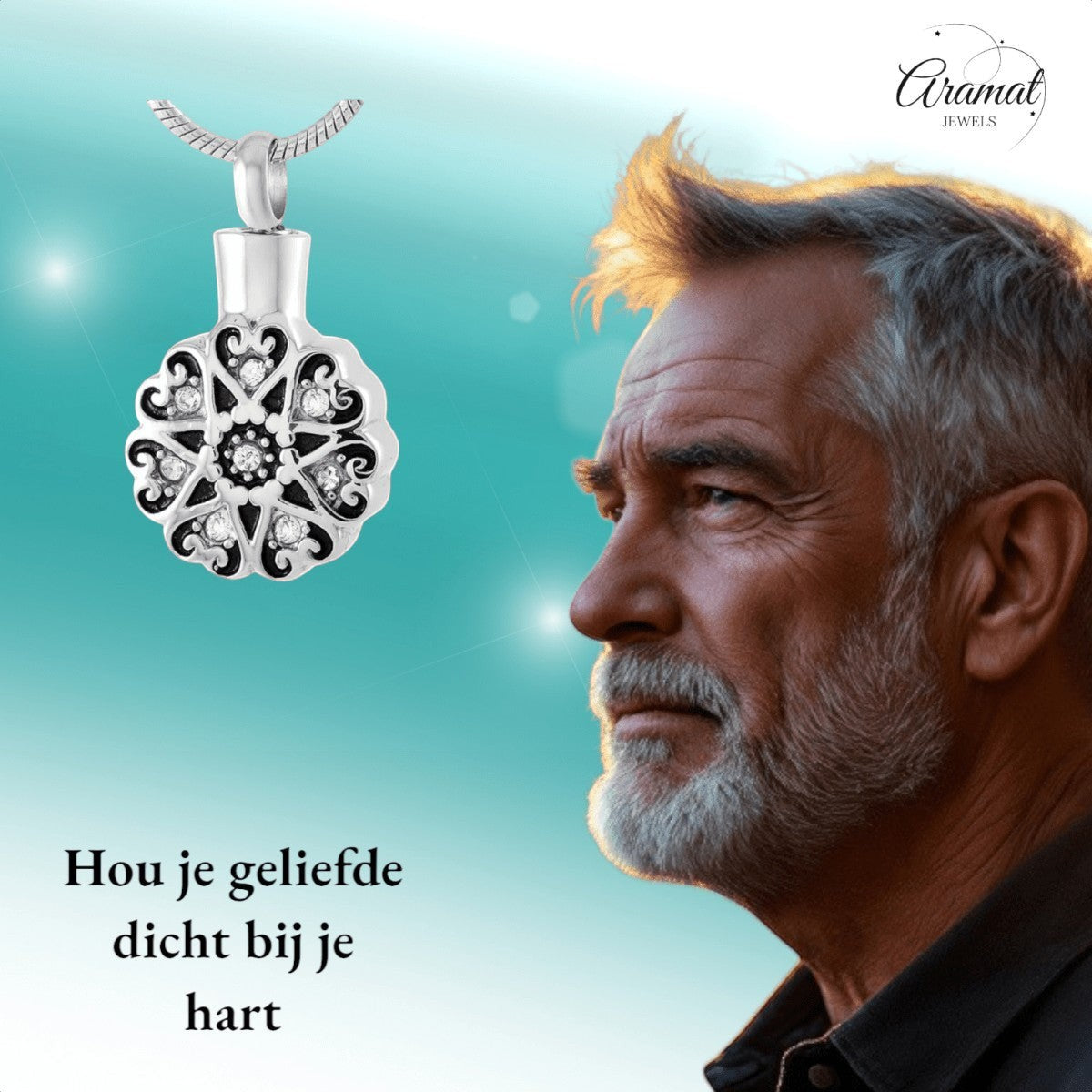 Ronde Keltische ashanger staal met zirkonia - Aramat Jewels - Gedenkhangers - cadeautip