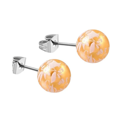 Ronde Spetter Oorbellen 6mm - Oranje/Wit/Zilverkleur - Uniek - oor2685 - tte026 - Oorbellen kopen# - 6mm - acryl