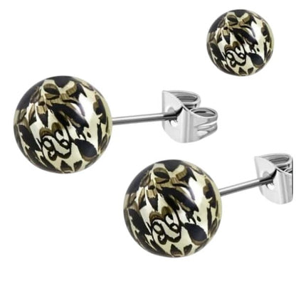 Ronde Spetter Oorbellen 6mm - Zwart/Lichtgroen - Uniek - oor2590 - tte043 - Oorbellen kopen# - 6mm - acryl
